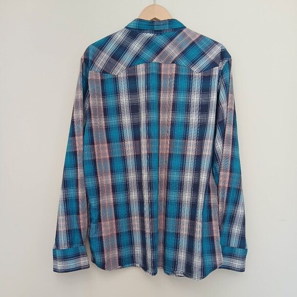 Vintage Western Levi's Double Pocket Plaid Marbled Snap Button Shirt Size XXL - Picture 7 of 9